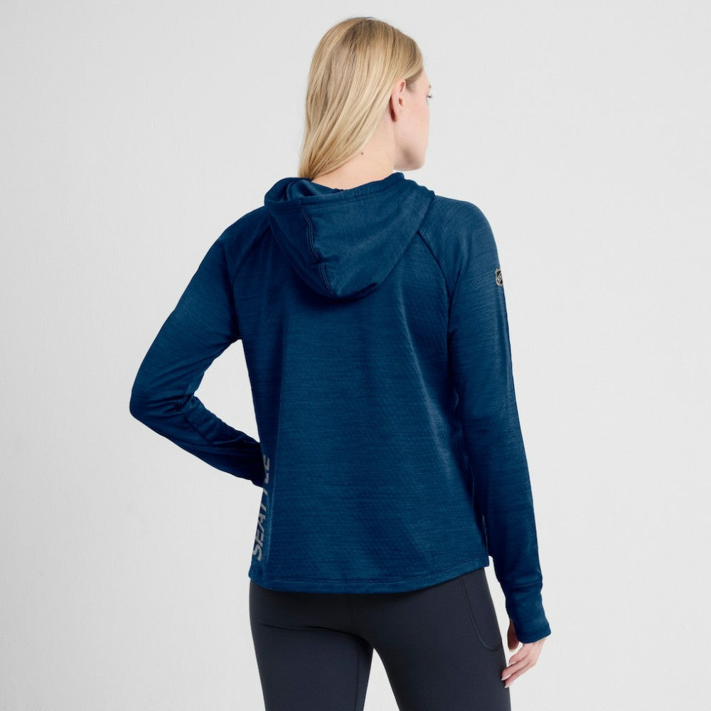 NHL Seattle Kraken Fanatics Women's Authentic Pro Pullover Hoodie - Heather Deep Sea Blue