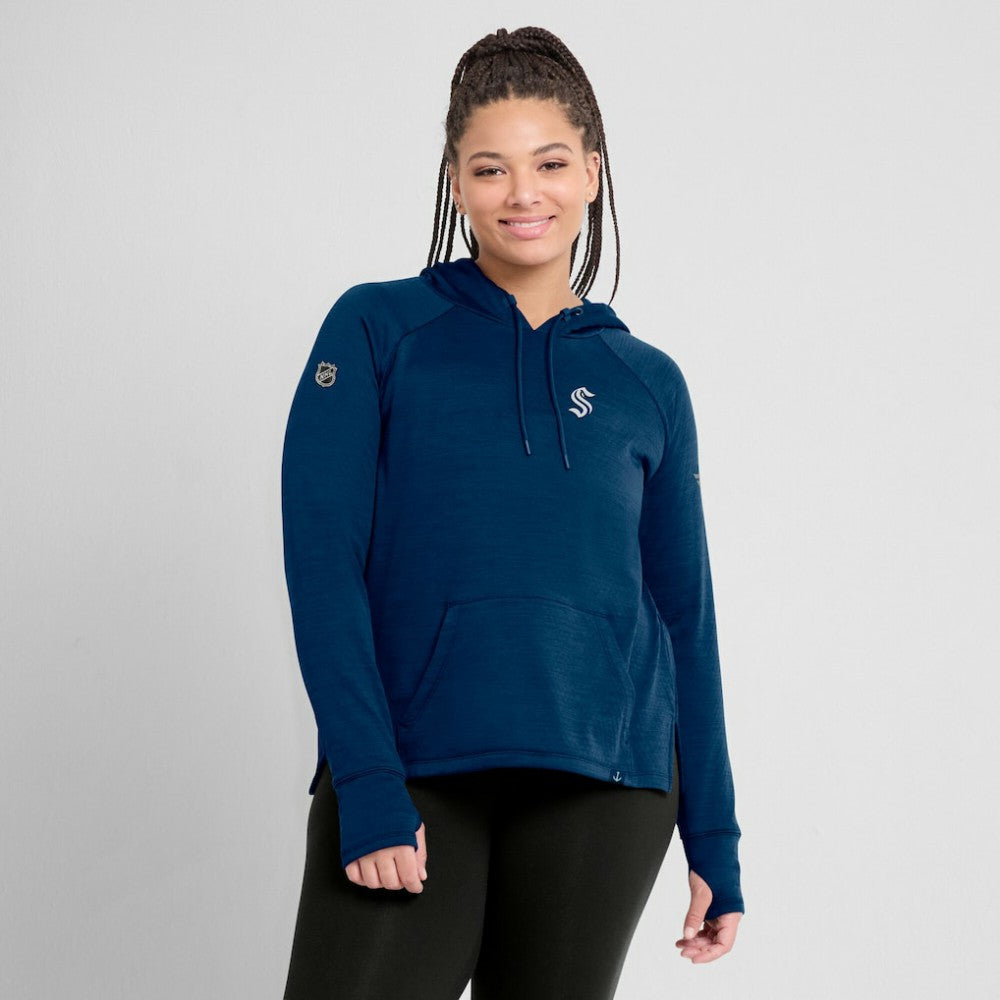 NHL Seattle Kraken Fanatics Women's Authentic Pro Pullover Hoodie - Heather Deep Sea Blue