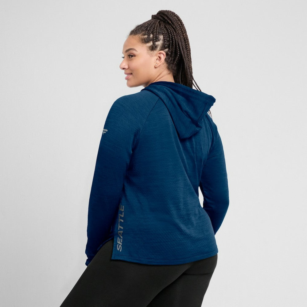 NHL Seattle Kraken Fanatics Women's Authentic Pro Pullover Hoodie - Heather Deep Sea Blue