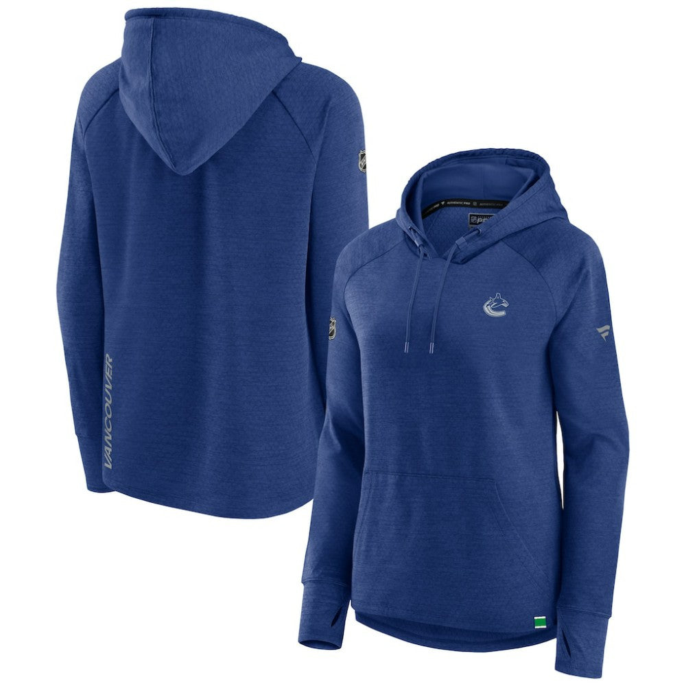 NHL Vancouver Canucks Fanatics Women's Authentic Pro Pullover Hoodie - Heather Blue