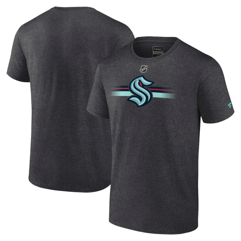 NHL Seattle Kraken Fanatics Authentic Pro Secondary Logo T-Shirt - Heather Charcoal