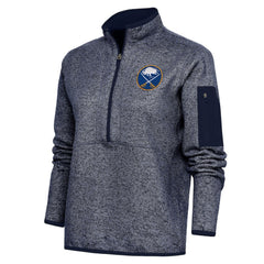 NHL Buffalo Sabres Antigua Women's Team Logo Fortune Quarter-Zip Jacket - Heather Navy