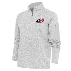 NHL Carolina Hurricanes Antigua Women's Team Logo Fortune Quarter-Zip Jacket - Heather Gray