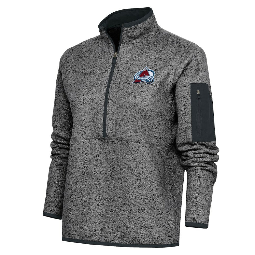 NHL Colorado Avalanche Antigua Women's Team Logo Fortune Quarter-Zip Jacket - Heather Charcoal