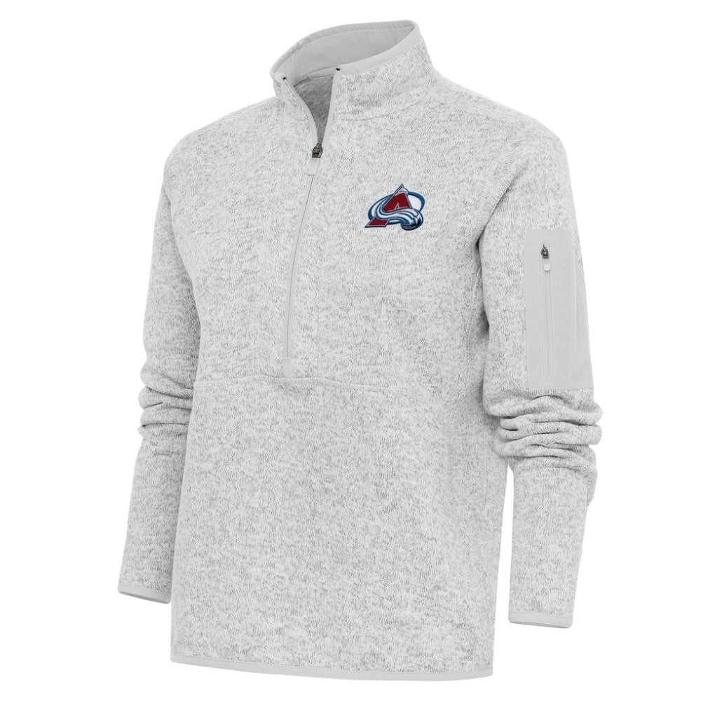 NHL Colorado Avalanche Antigua Women's Team Logo Fortune Quarter-Zip Jacket - Heather Gray