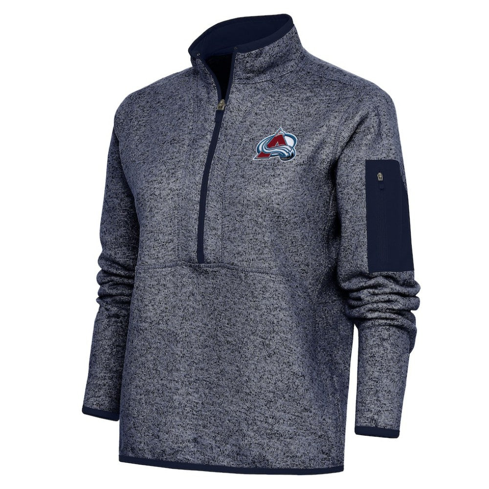 NHL Colorado Avalanche Antigua Women's Team Logo Fortune Quarter-Zip Jacket - Heather Navy