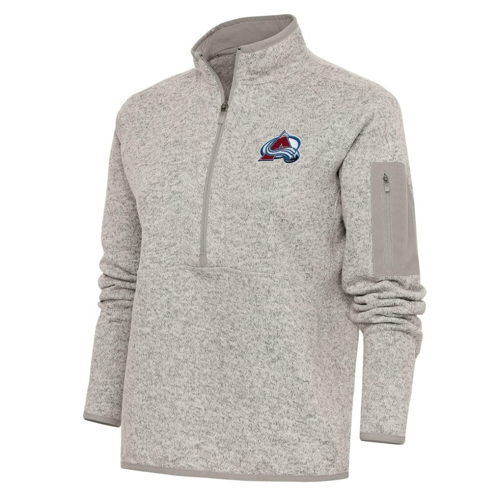 NHL Colorado Avalanche Antigua Women's Team Logo Fortune Quarter-Zip Jacket - Oatmeal