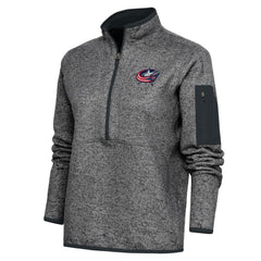 NHL Columbus Blue Jackets Antigua Women's Team Logo Fortune Quarter-Zip Jacket - Heather Charcoal