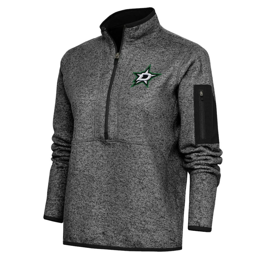 NHL Dallas Stars Antigua Women's Team Logo Fortune Quarter-Zip Jacket - Heather Black