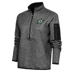 NHL Dallas Stars Antigua Women's Team Logo Fortune Quarter-Zip Jacket - Heather Black