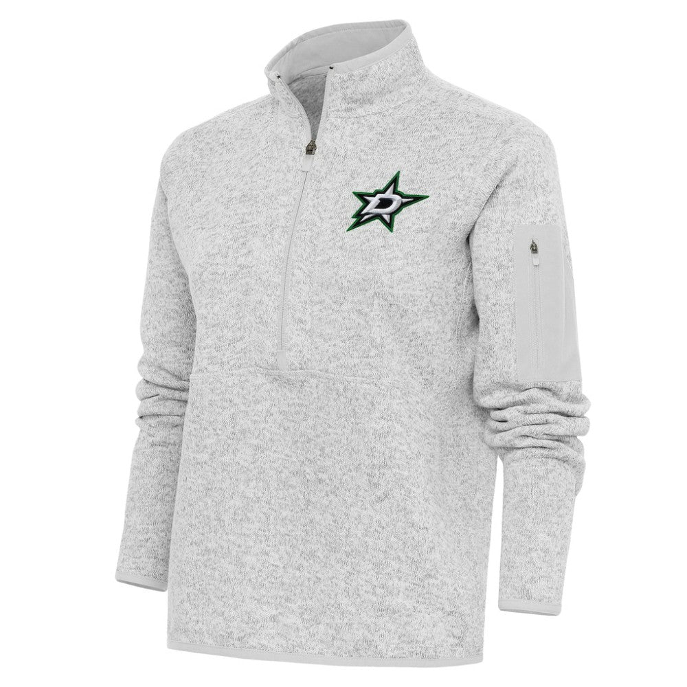 NHL Dallas Stars Antigua Women's Team Logo Fortune Quarter-Zip Jacket - Heather Gray