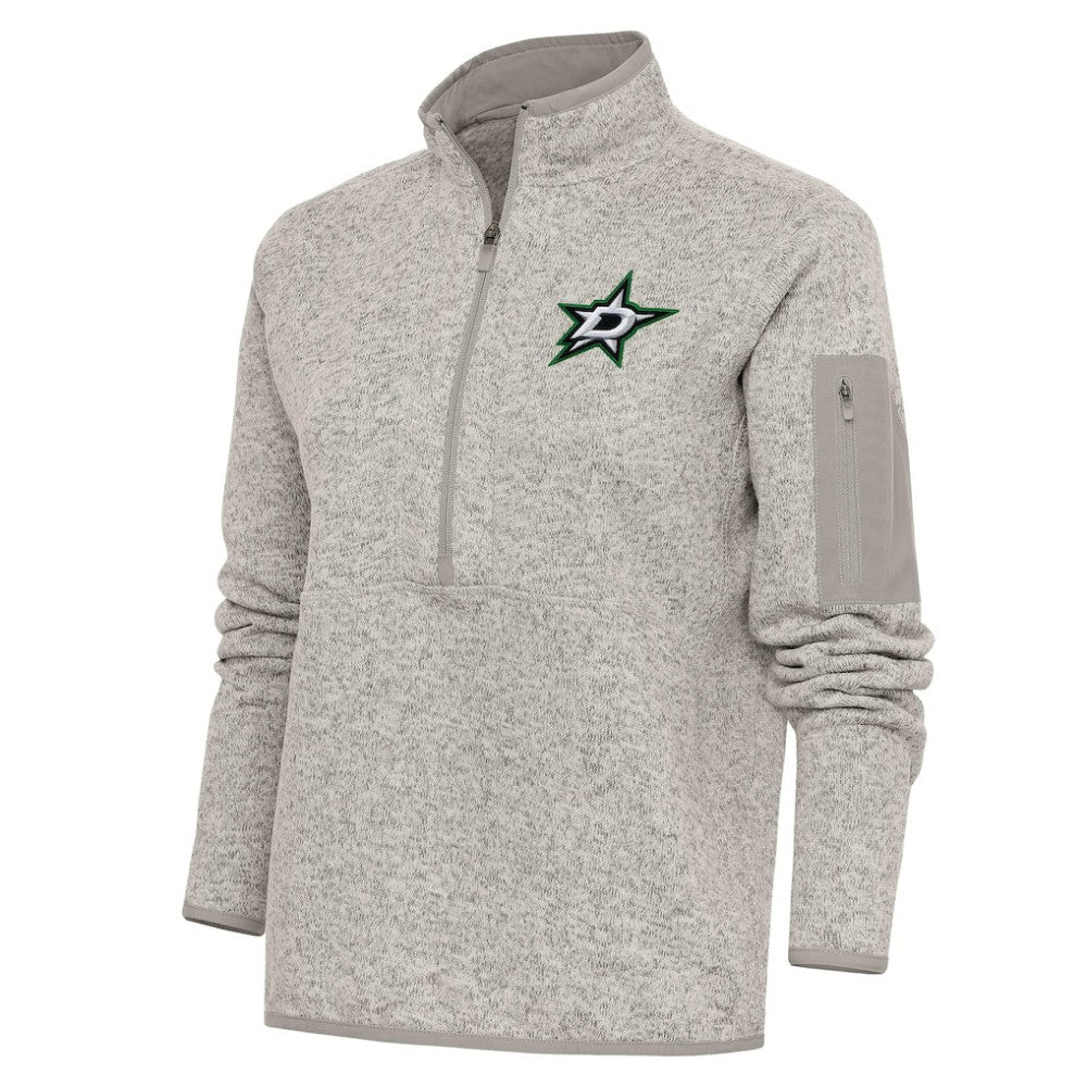 NHL Dallas Stars Antigua Women's Team Logo Fortune Quarter-Zip Jacket - Oatmeal