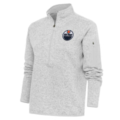 NHL Edmonton Oilers Antigua Women's Team Logo Fortune Quarter-Zip Jacket - Heather Gray