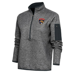 NHL Florida Panthers Antigua Women's Team Logo Fortune Quarter-Zip Jacket - Heather Charcoal