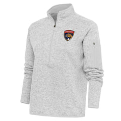 NHL Florida Panthers Antigua Women's Team Logo Fortune Quarter-Zip Jacket - Heather Gray