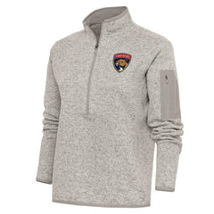 NHL Florida Panthers Antigua Women's Team Logo Fortune Quarter-Zip Jacket - Oatmeal