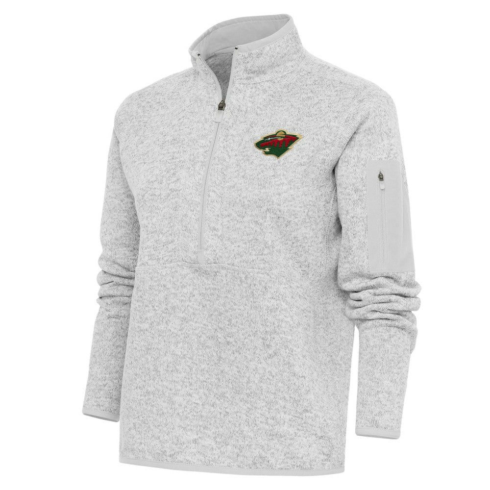 NHL Minnesota Wild Antigua Women's Team Logo Fortune Quarter-Zip Jacket - Heather Gray