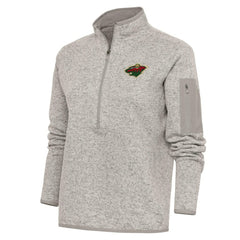NHL Minnesota Wild Antigua Women's Team Logo Fortune Quarter-Zip Jacket - Oatmeal
