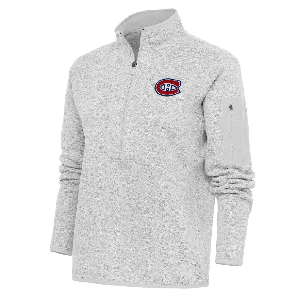 NHL Montreal Canadiens Antigua Women's Team Logo Fortune Quarter-Zip Jacket - Heather Gray