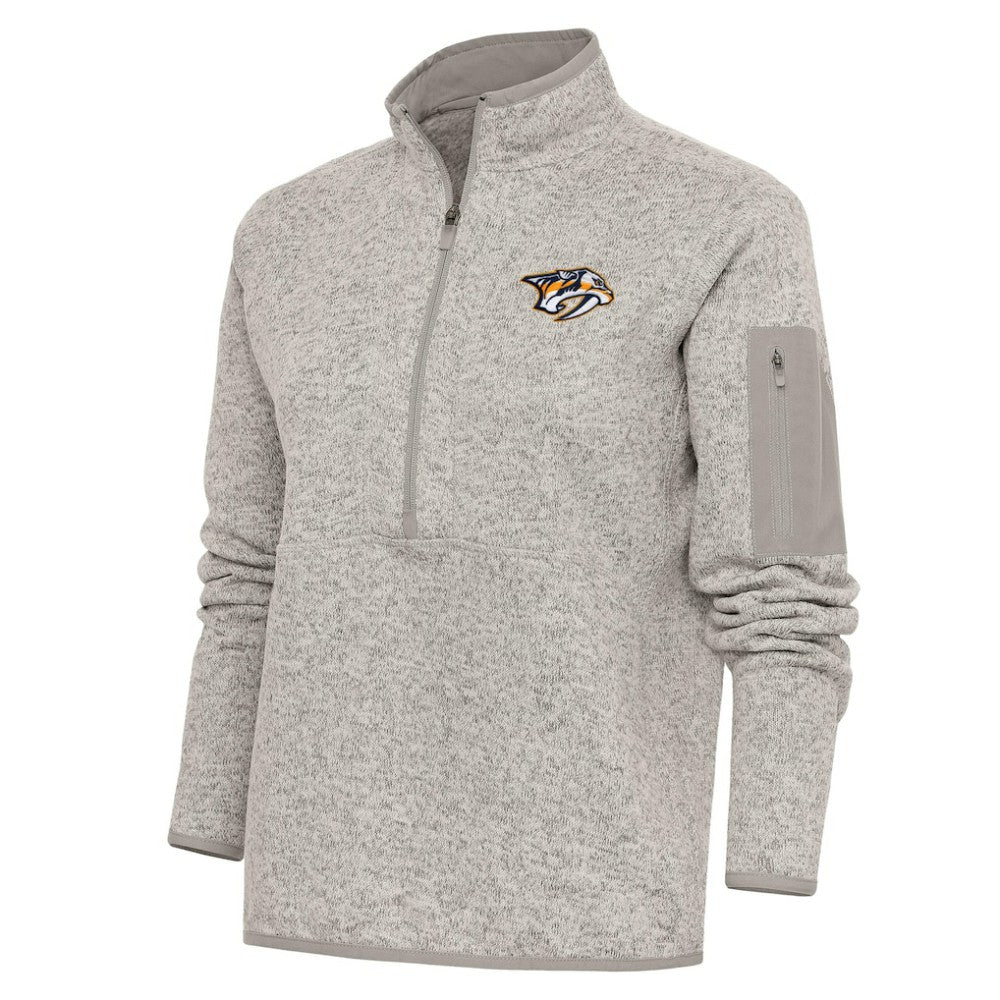 NHL Nashville Predators Antigua Women's Team Logo Fortune Quarter-Zip Jacket - Oatmeal