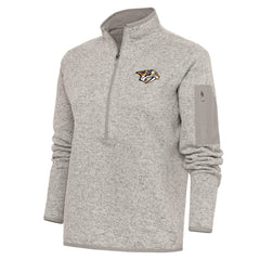 NHL Nashville Predators Antigua Women's Team Logo Fortune Quarter-Zip Jacket - Oatmeal