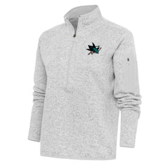 NHL San Jose Sharks Antigua Women's Team Logo Fortune Quarter-Zip Jacket - Heather Gray