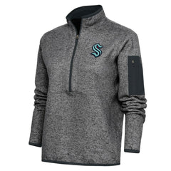 NHL Seattle Kraken Antigua Women's Team Logo Fortune Quarter-Zip Jacket - Heather Charcoal