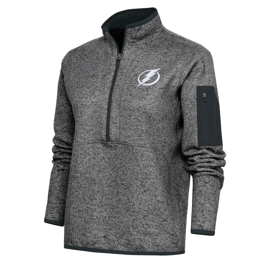 NHL Tampa Bay Lightning Antigua Women's Team Logo Fortune Quarter-Zip Jacket - Heather Charcoal