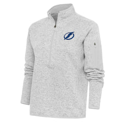 NHL Tampa Bay Lightning Antigua Women's Team Logo Fortune Quarter-Zip Jacket - Heather Gray