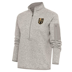 NHL Vegas Golden Knights Antigua Women's Team Logo Fortune Quarter-Zip Jacket - Oatmeal