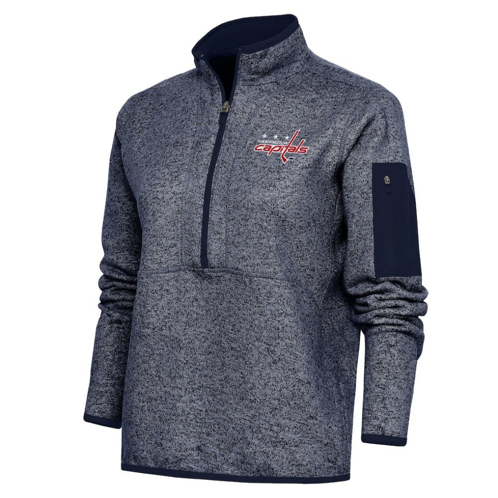 NHL Washington Capitals Antigua Women's Team Logo Fortune Quarter-Zip Jacket - Heather Navy