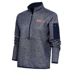NHL Washington Capitals Antigua Women's Team Logo Fortune Quarter-Zip Jacket - Heather Navy
