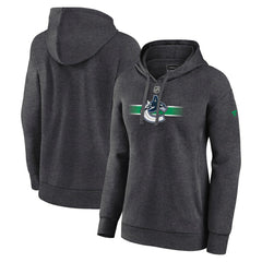 NHL Vancouver Canucks Fanatics Women's Authentic Pro Core Secondary Fleece Pullover Hoodie - Heather Charcoal