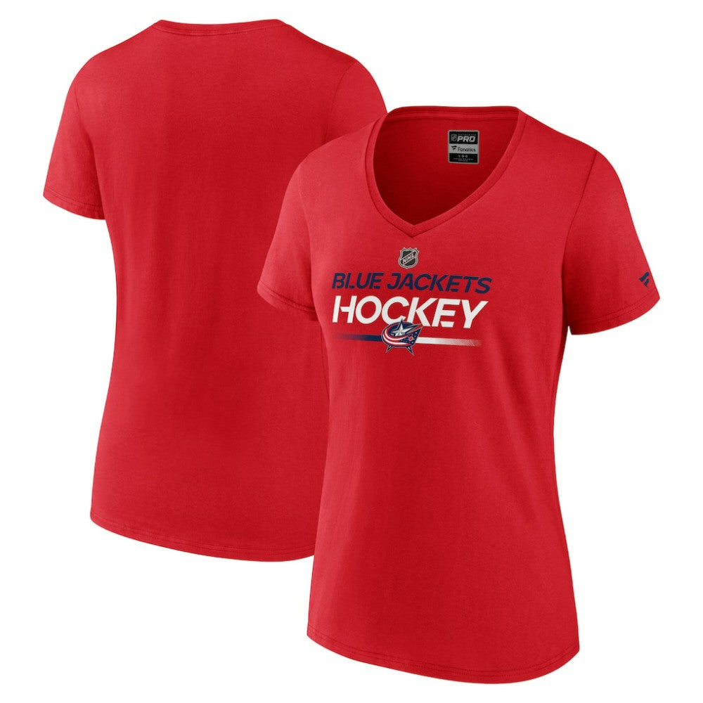 NHL Columbus Blue Jackets Fanatics Women's Authentic Pro Primary V-Neck T-Shirt - Red