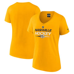 NHL Nashville Predators Fanatics Women's Authentic Pro Primary V-Neck T-Shirt - Gold