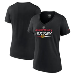 NHL Chicago Blackhawks Fanatics Women's Authentic Pro V-Neck T-Shirt - Black