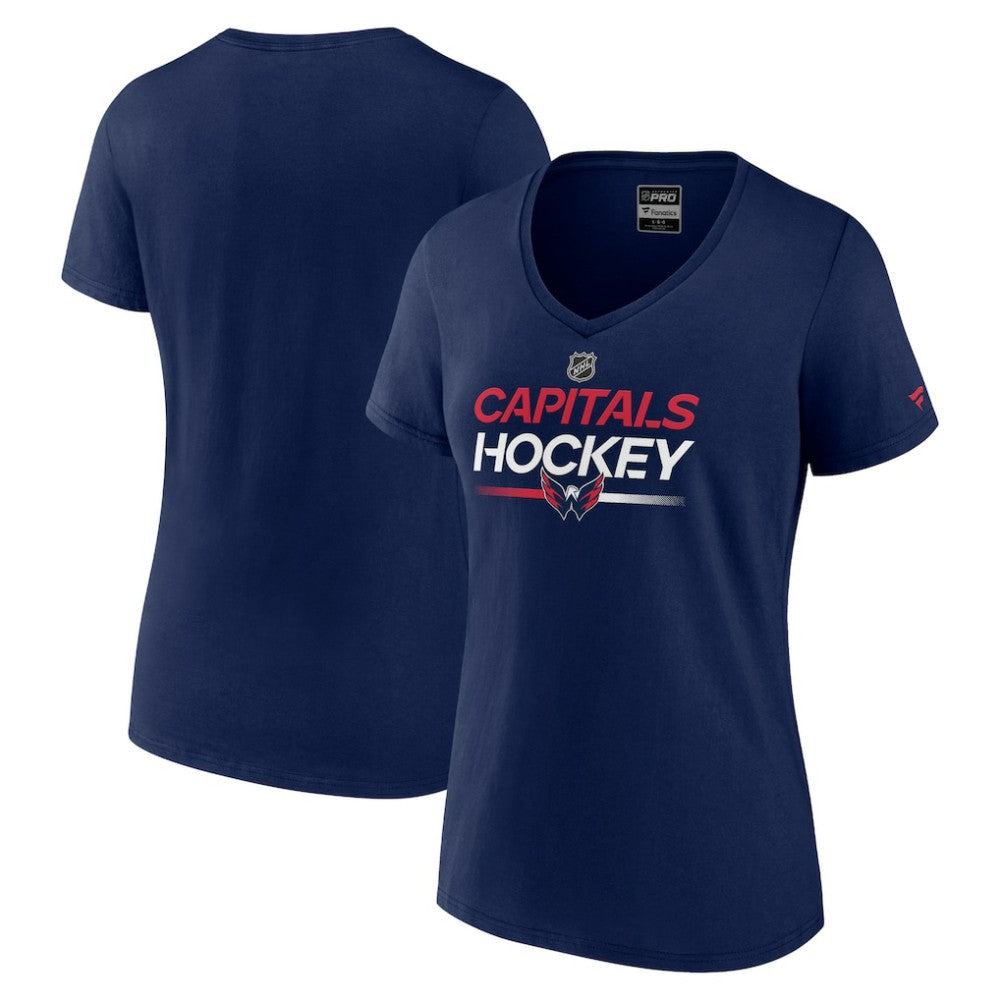 NHL Washington Capitals Fanatics Women's Authentic Pro V-Neck T-Shirt - Navy