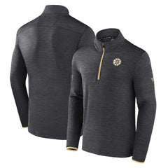 NHL Boston Bruins Fanatics Authentic Pro Quarter-Zip Pullover Top - Heather Charcoal