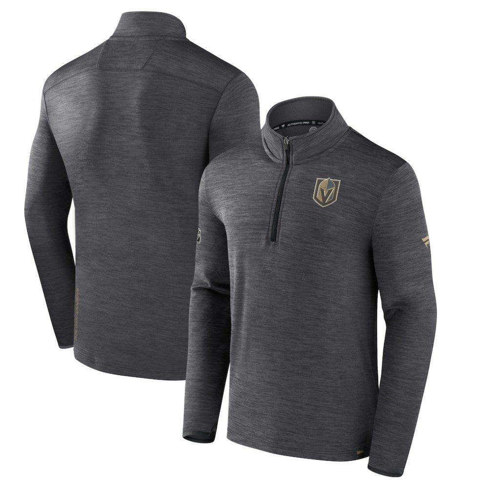 NHL Vegas Golden Knights Fanatics Authentic Pro Quarter-Zip Pullover Top - Heather Charcoal