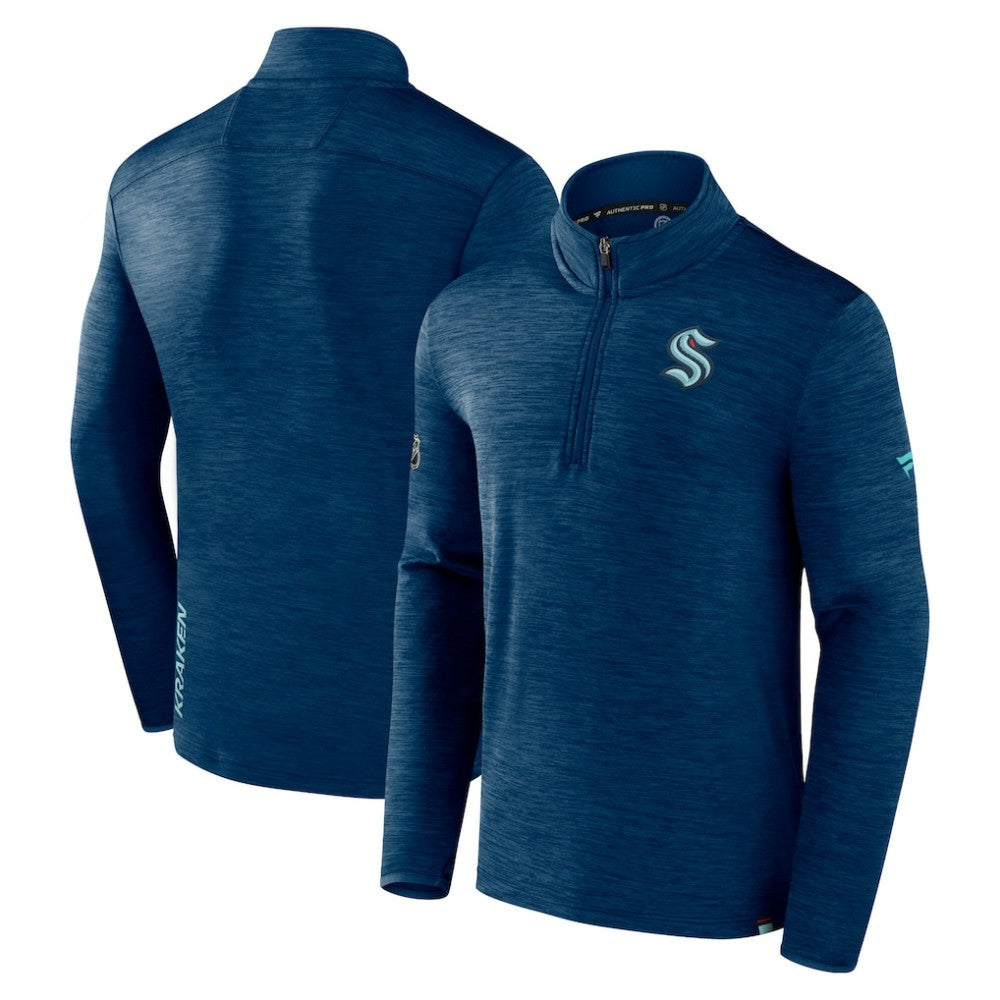 NHL Seattle Kraken Fanatics Authentic Pro Quarter-Zip Pullover Top - Deep Sea Blue