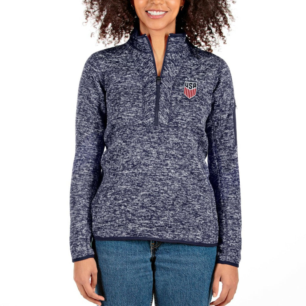 USWNT Antigua Women's Fortune Half-Zip Pullover Jacket Heather Navy sale
