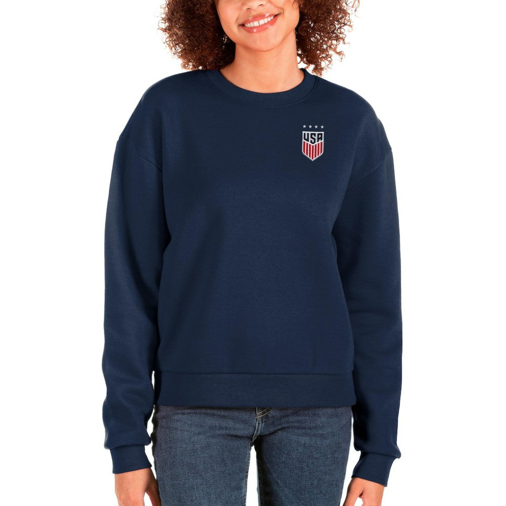 USWNT Antigua Women's Victory Crewneck Pullover Sweatshirt Navy sale