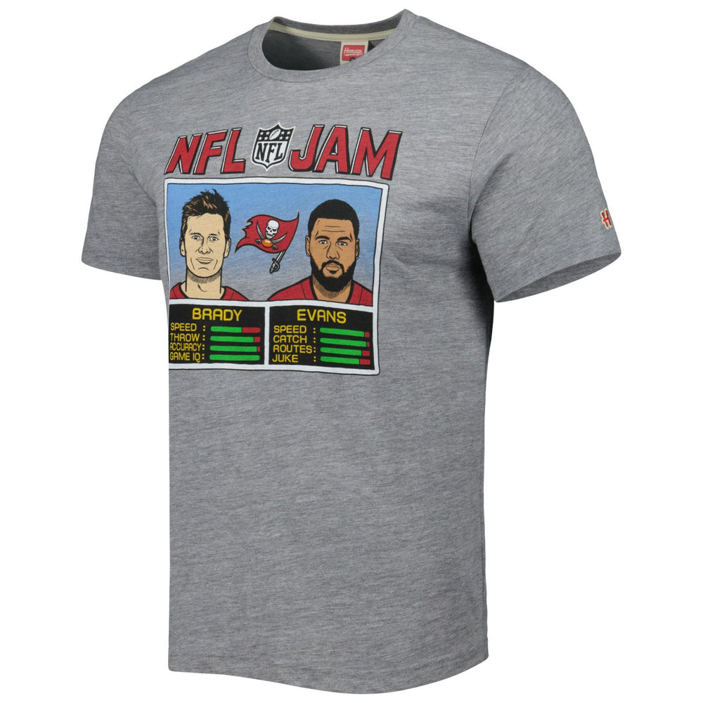 Tom Brady & Mike Evans Tampa Bay Buccaneers Homage Unisex NFL Jam Tri-Blend T-Shirt Heather Gray