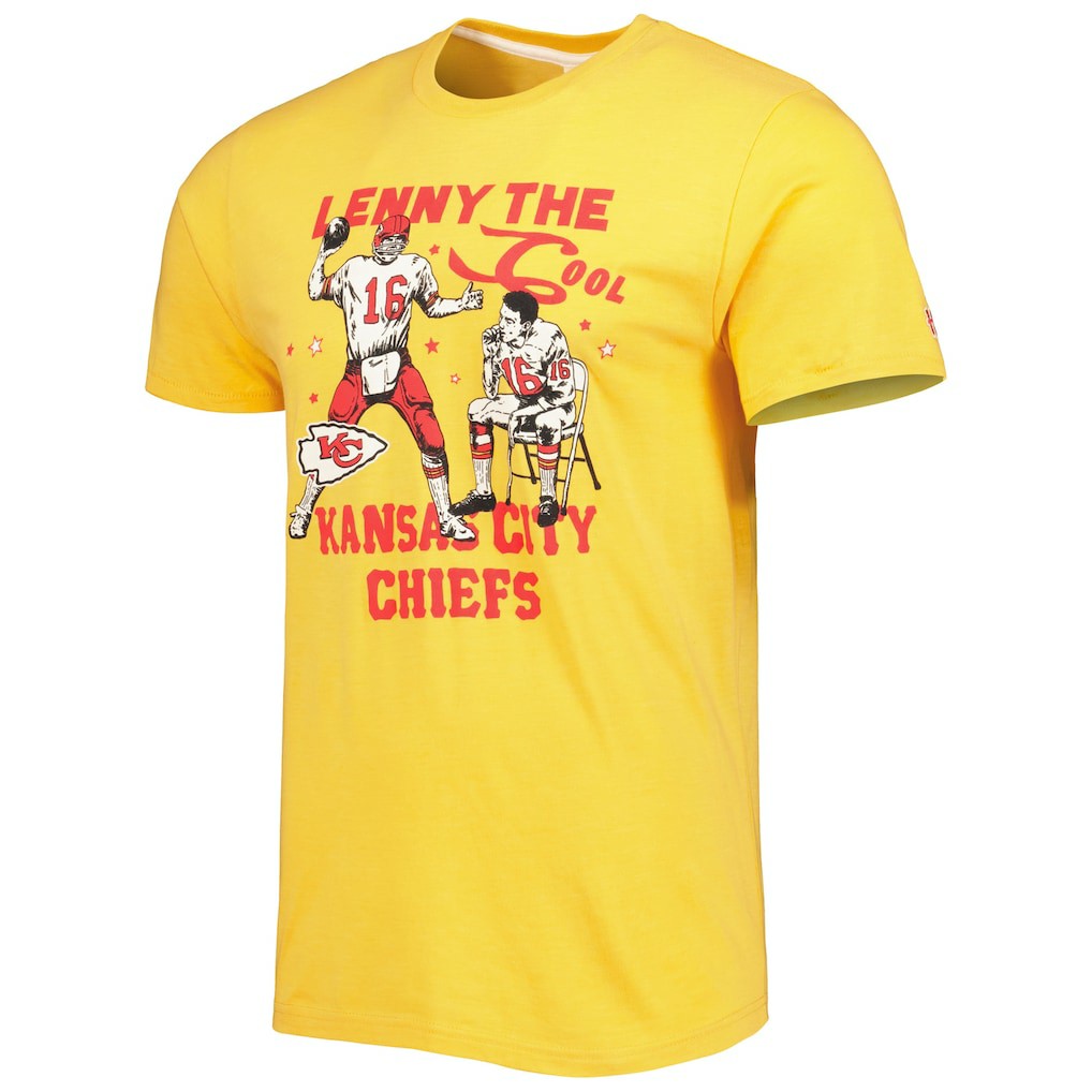 Len Dawson Kansas City Chiefs Homage Unisex Caricature Retired Player Tri-Blend T-Shirt Gold