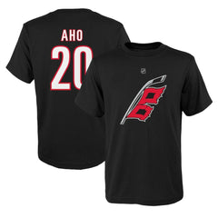 NHL Sebastian Aho Carolina Hurricanes Youth Player Name & Number T-Shirt - Black