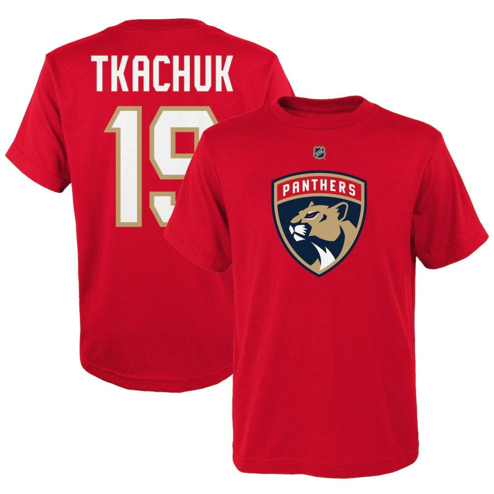 NHL Matthew Tkachuk Florida Panthers Youth Player Name & Number T-Shirt - Red