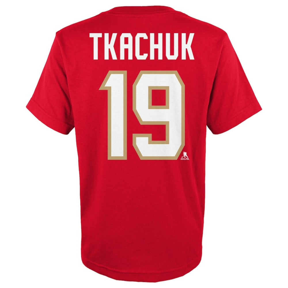 NHL Matthew Tkachuk Florida Panthers Youth Player Name & Number T-Shirt - Red