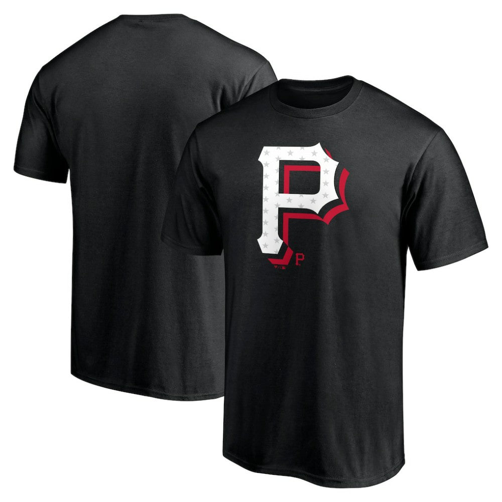 Pittsburgh Pirates Red White and Team T-Shirt - Black T-shirts