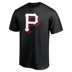 Pittsburgh Pirates Red White and Team T-Shirt - Black T-shirts