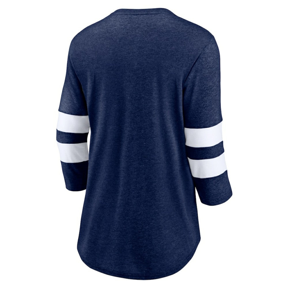 NHL Seattle Kraken Fanatics Women's Special Edition 2.0 Barn Burner 3/4 Sleeve T-Shirt - Heather Deep Sea Blue